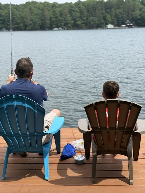 Fishing from the dock on Katherine Lake